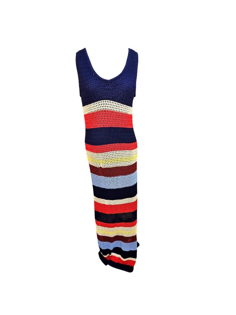 Woman's Cato multicolor open knit maxi cottagecore cruise/beach maxi pullover 14